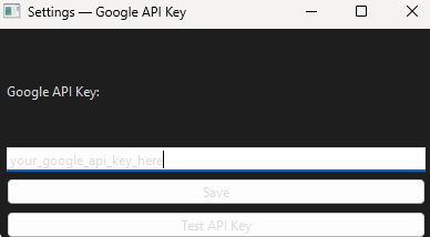 LeadFinderPro Google Places API key configuration screen